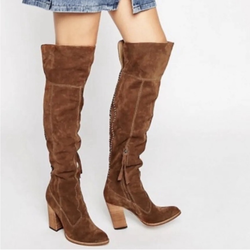 Dolce Vita Cliff Over The Knee Suede Leather Western Boot Brown size 9